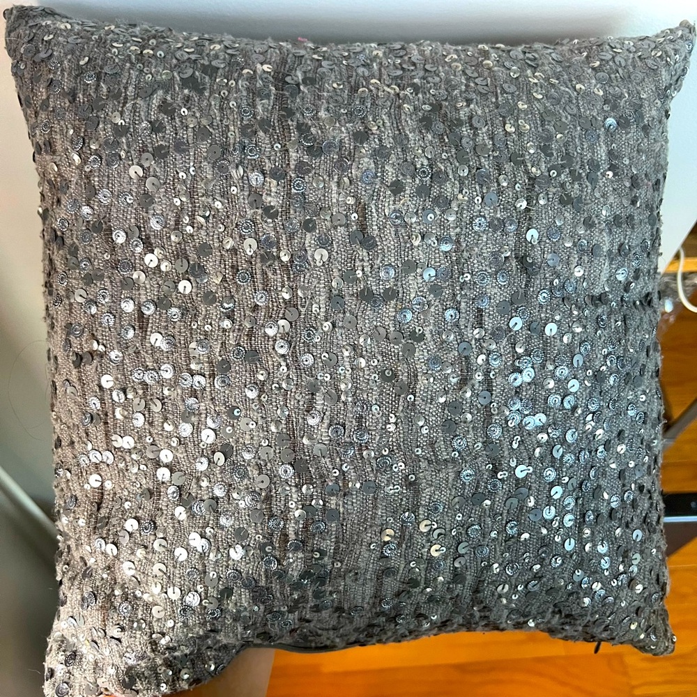 West Elm grey sequined throw pillow - 16x16